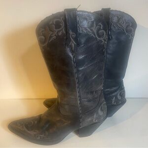 Durango Crush Black Leather Scroll Western Boots 
Size 9